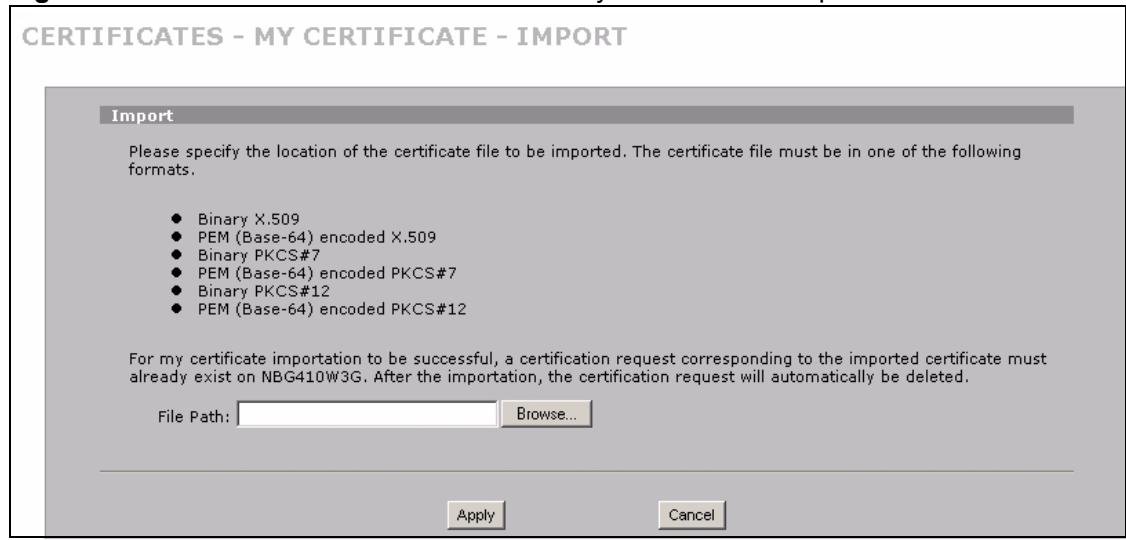 ZYXEL NBG410W3G - Certificate File Formats - 2