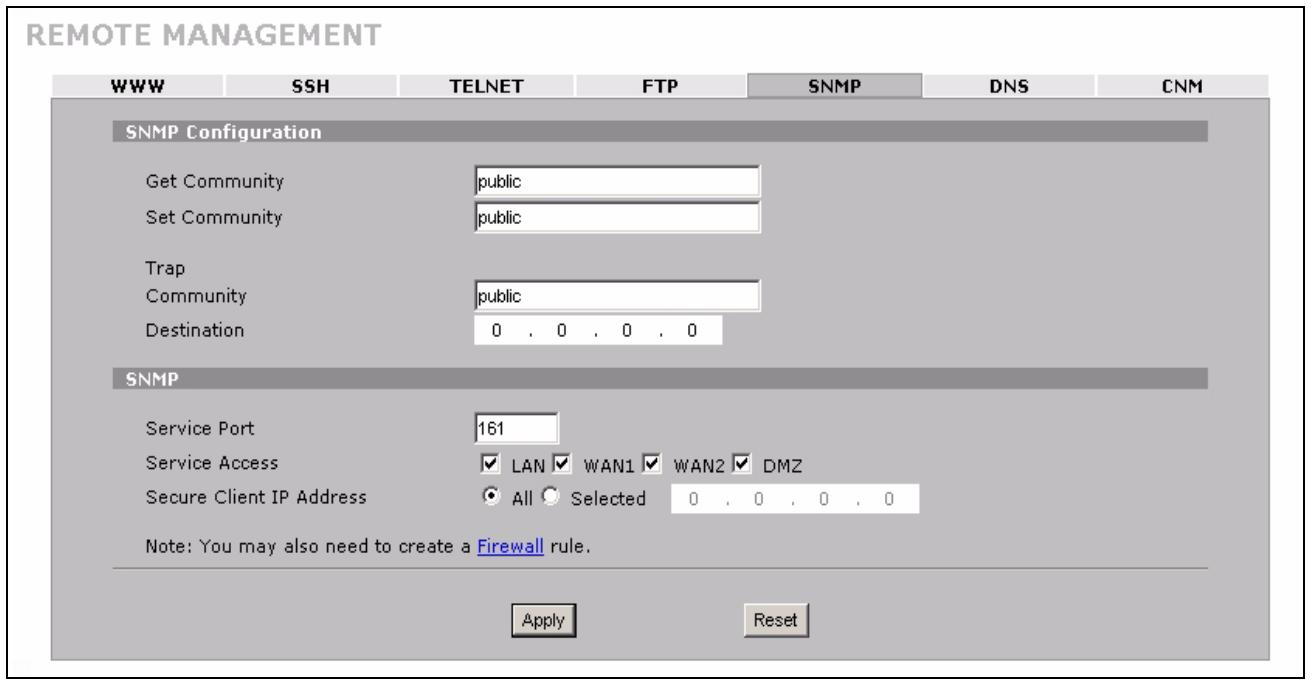 ZYXEL NBG410W3G - REMOTE MANAGEMENT: SNMP - 1