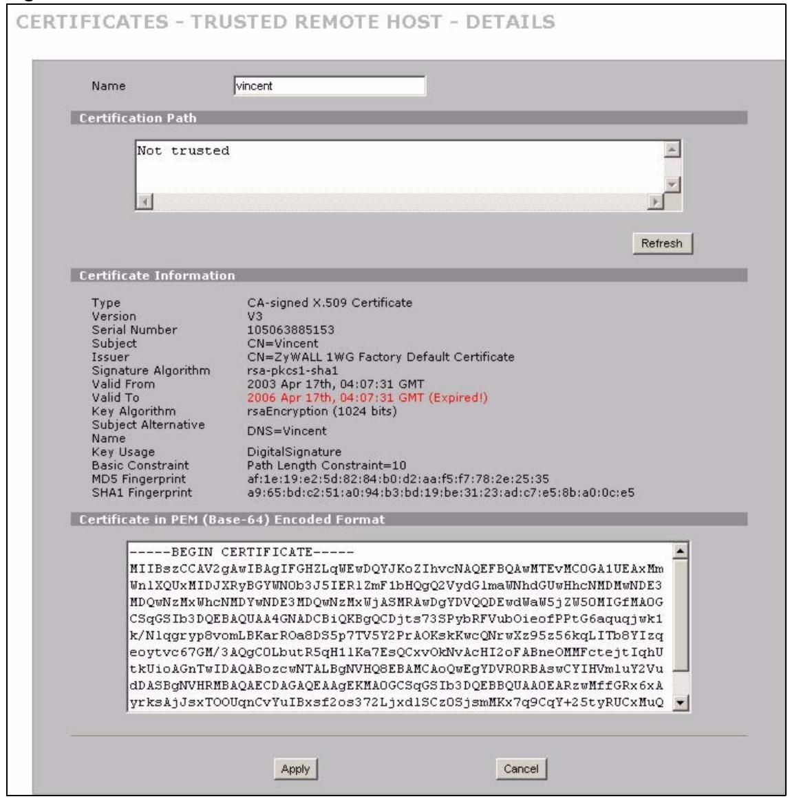 ZYXEL NBG410W3G - Trusted Remote Host Certificate Details - 1
