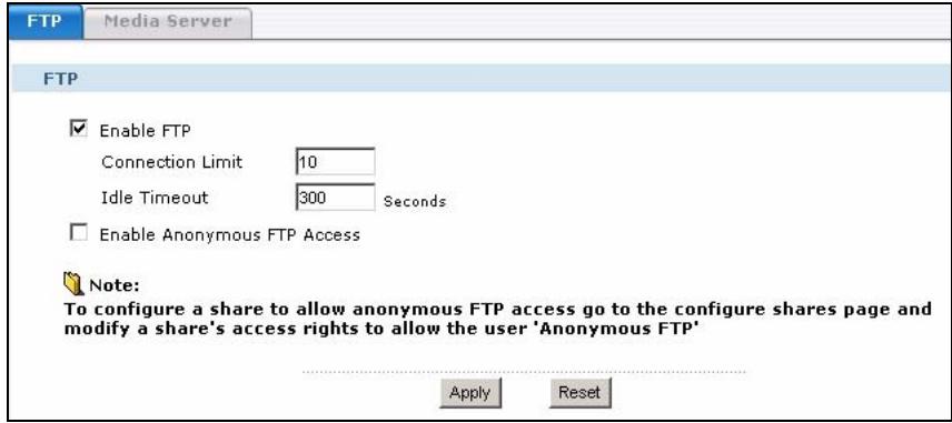 ZYXEL NSA-220 - FTP Screen - 1