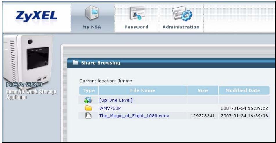 ZYXEL NSA-220 - Accessing a Share Through the Web Configurator - 2