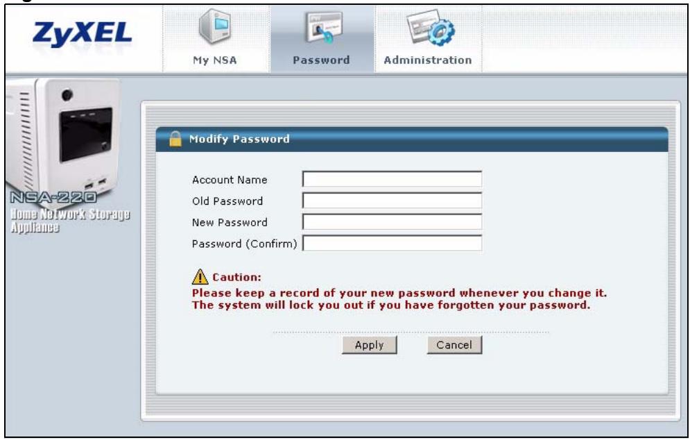 ZYXEL NSA-220 - Password Screen - 1