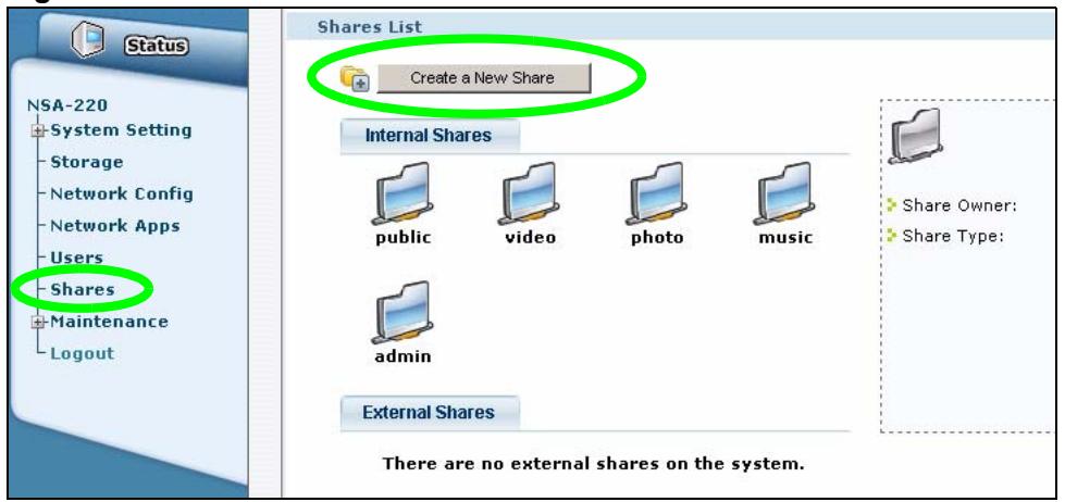 ZYXEL NSA-220 - Creating a Share - 1
