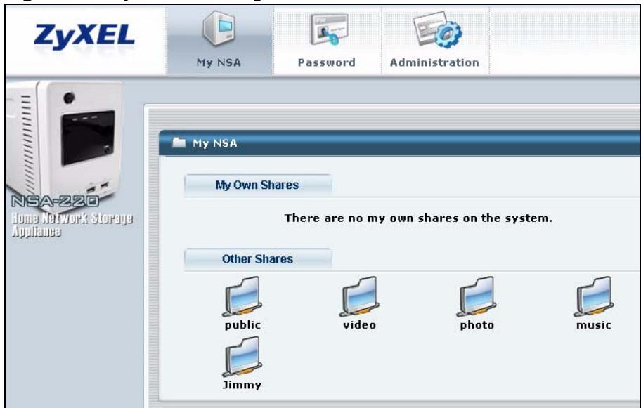 ZYXEL NSA-220 - Accessing a Share Through the Web Configurator - 1