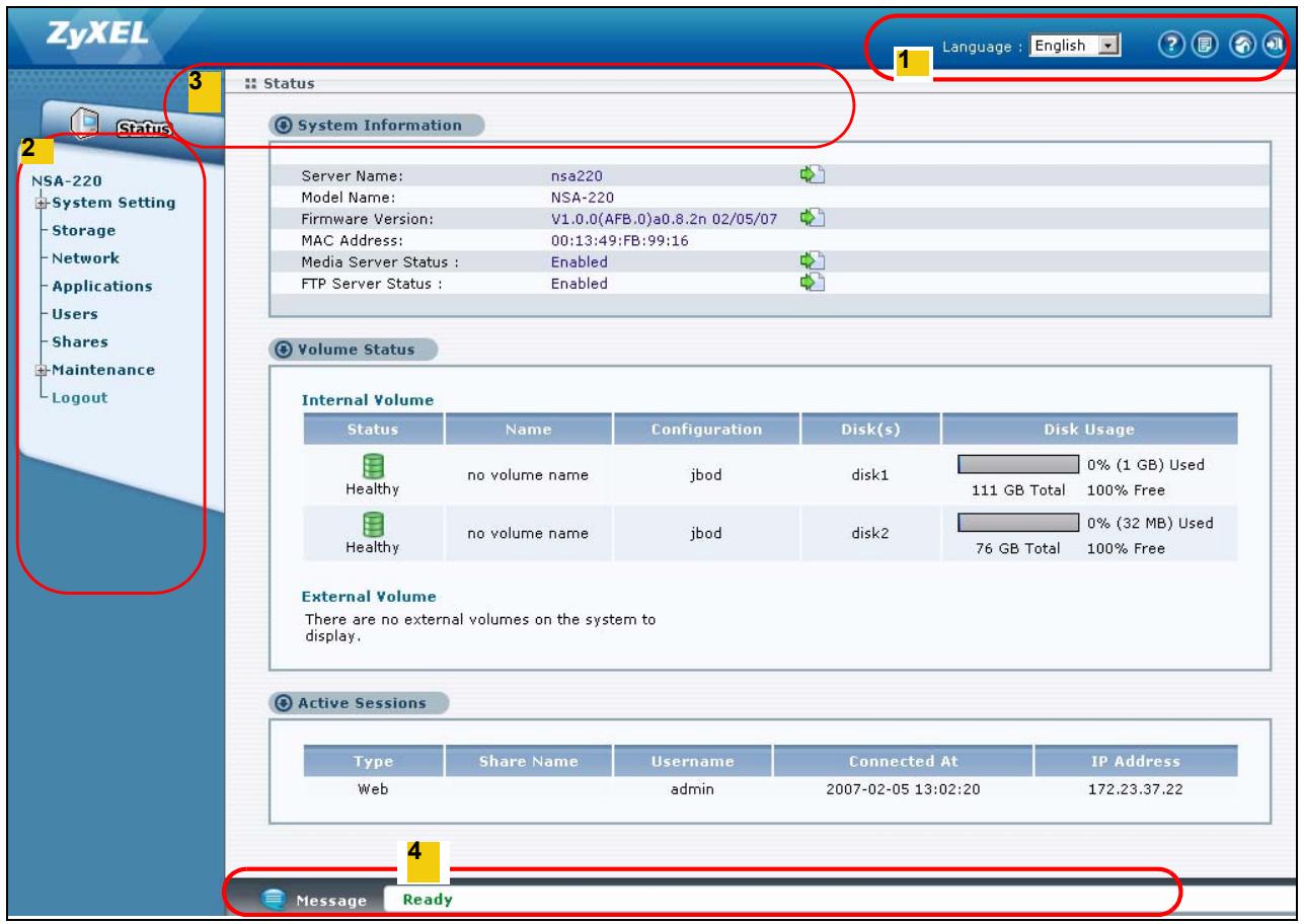 ZYXEL NSA-220 - Administration Screens - 1