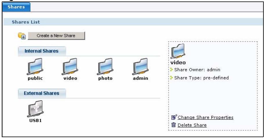 ZYXEL NSA-220 - Shares Screen - 1