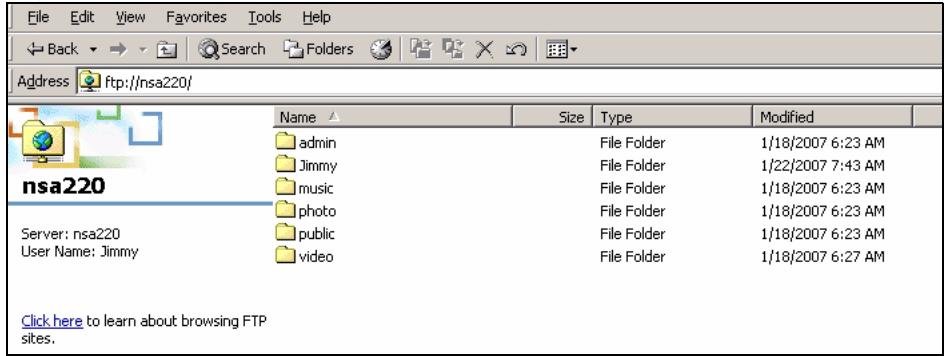 ZYXEL NSA-220 - Accessing a Share Using FTP - 3