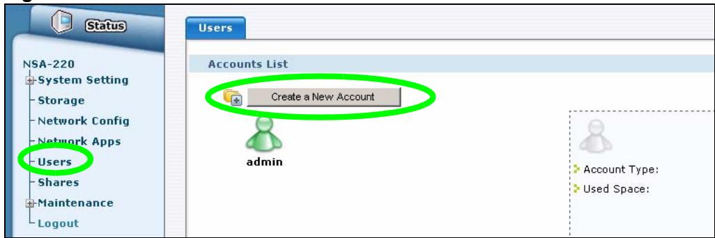 ZYXEL NSA-220 - Creating a User Account - 2