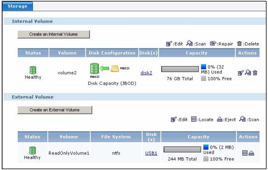 ZYXEL NSA-220 - Storage Overview Screen - 1