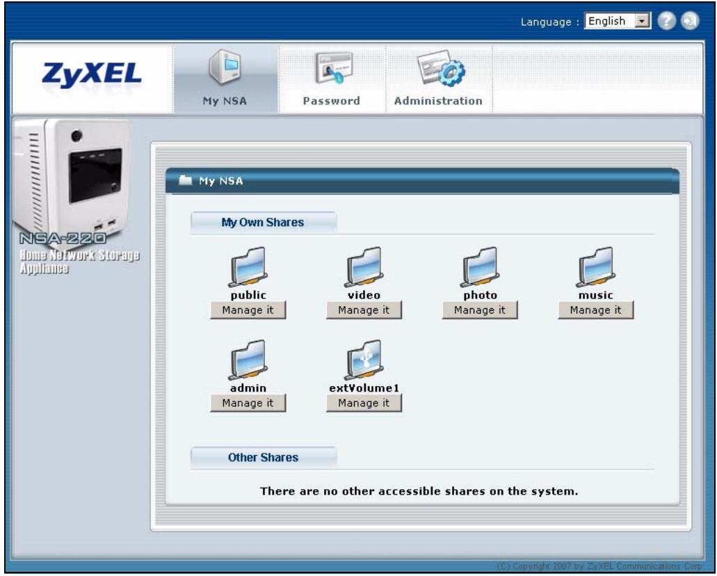 ZYXEL NSA-220 - User-level Screens Overview - 1