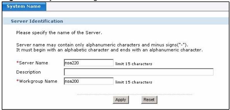 ZYXEL NSA-220 - Server Name - 2