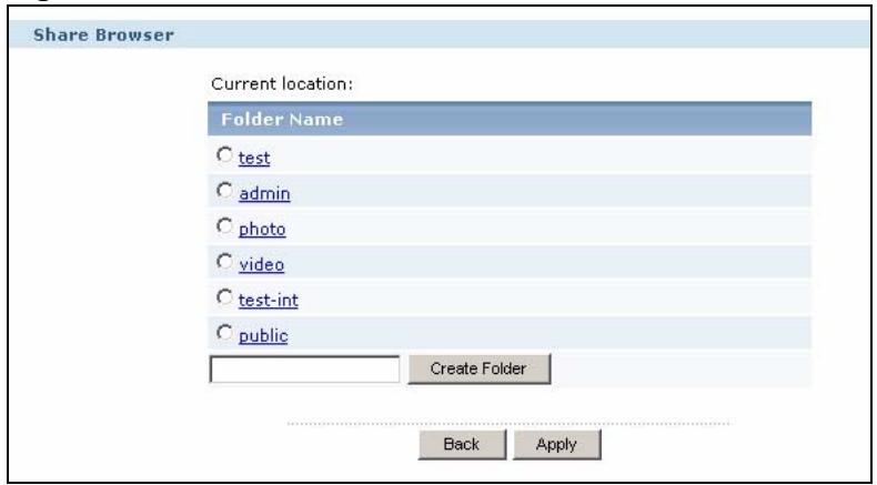 ZYXEL NSA-220 - Share Path Browse Screen - 1