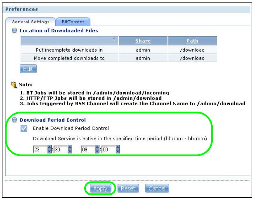 ZYXEL NSA221 - Configuring the Download Service Preferences - 1