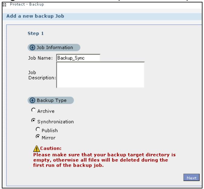 ZYXEL NSA221 - Click Protect > Backup > Add Job. - 2