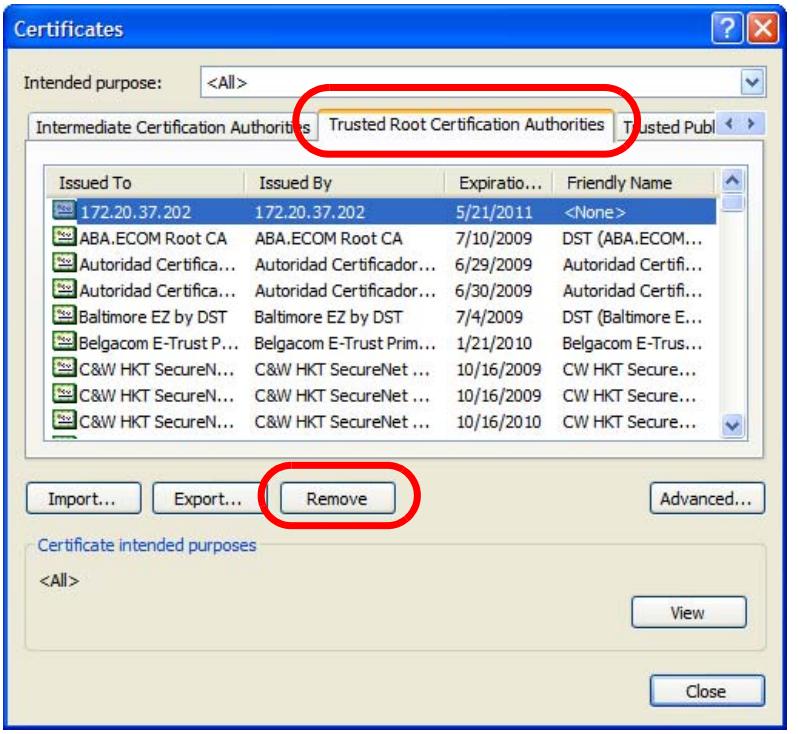 ZYXEL NSA221 - Removing a Certificate in Internet Explorer - 3