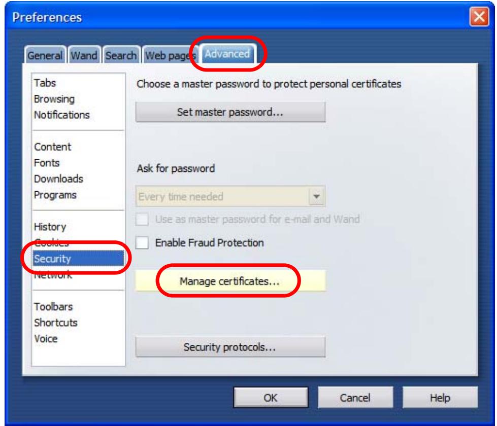 ZYXEL NSA221 - Removing a Certificate in Opera - 2