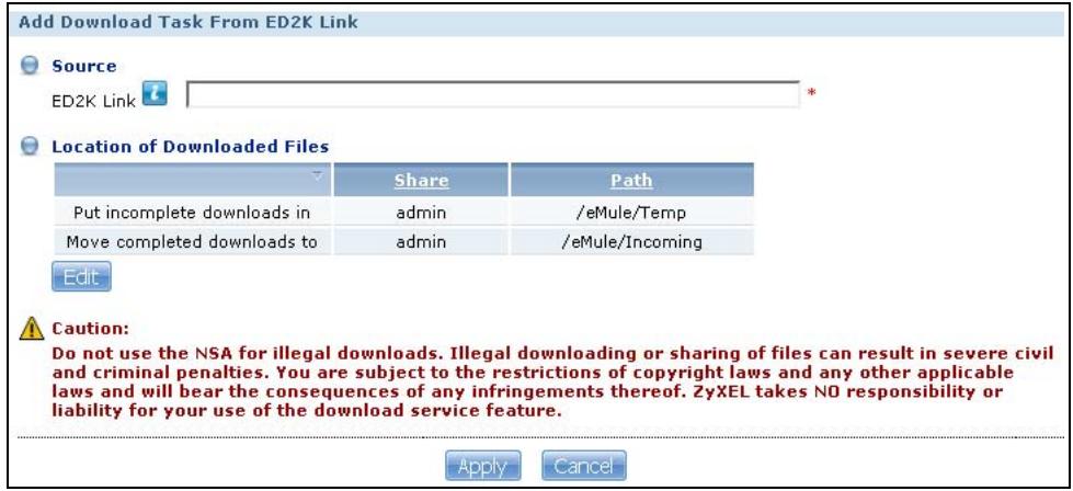 ZYXEL NSA221 - Add Task - 1