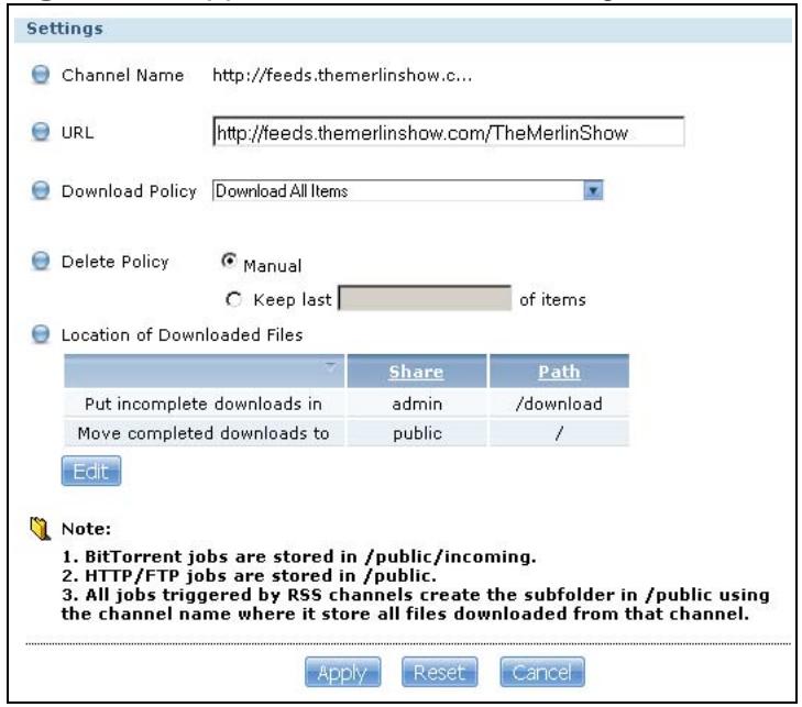 ZYXEL NSA221 - Editing a Broadcatching Channel - 1