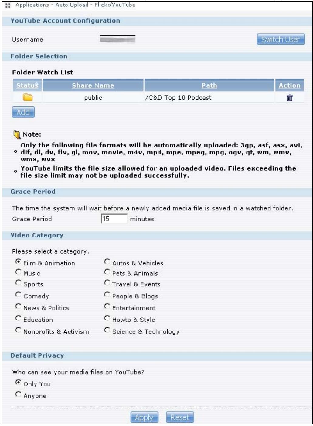 ZYXEL NSA221 - Configuring the YouTube Settings - 2