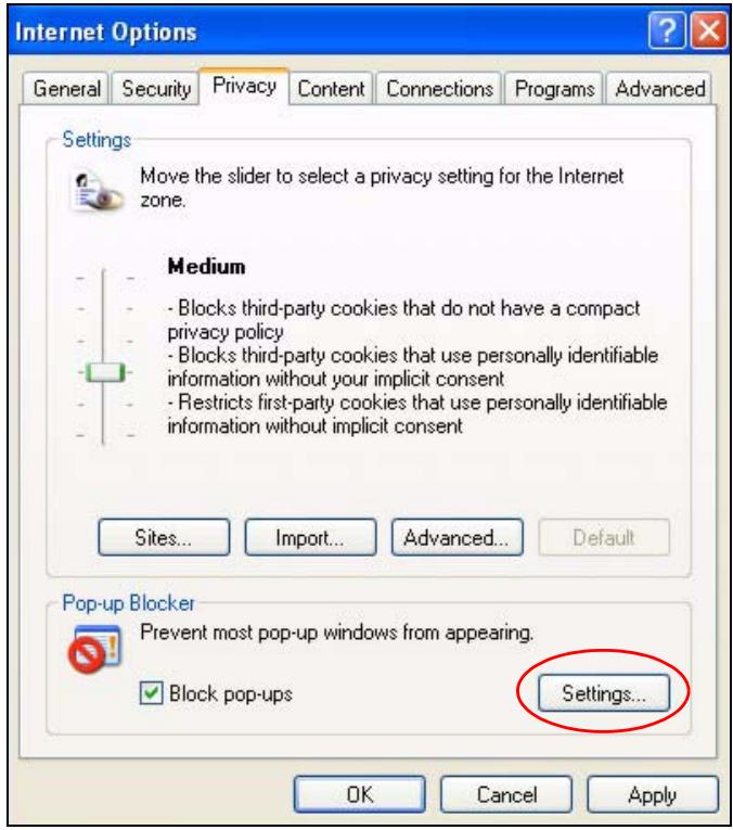 ZYXEL NSA221 - Enable Pop-up Blockers with Exceptions - 1
