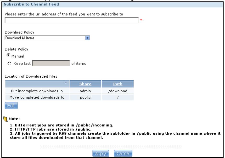 ZYXEL NSA221 - Adding a Broadcatching Channel - 2