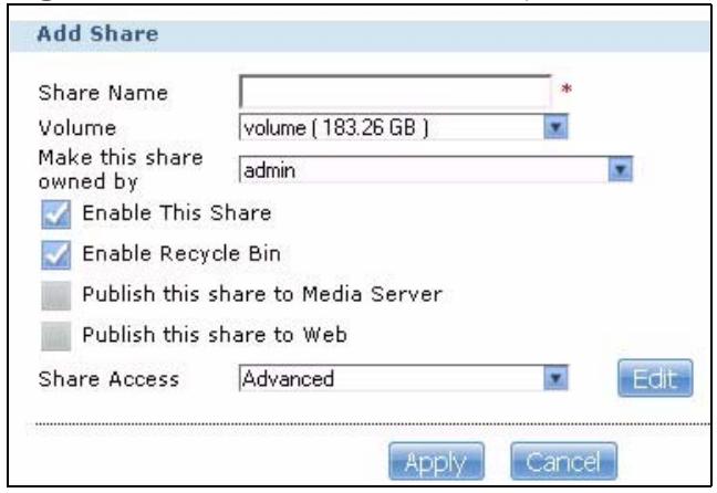 ZYXEL NSA221 - Adding or Editing Share - 1