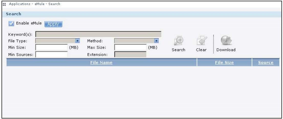 ZYXEL NSA221 - eMule Search Screen - 1