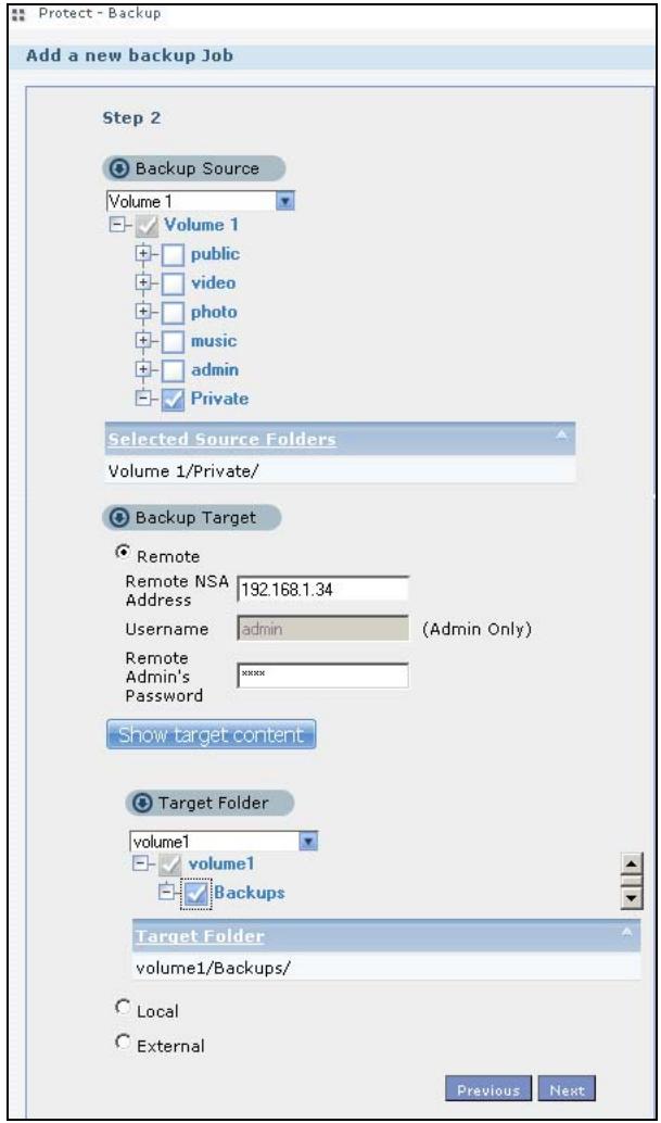 ZYXEL NSA221 - Click Protect > Backup > Add Job. - 3