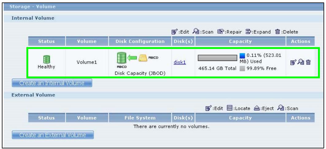 ZYXEL NSA221 - Creating a volume deletes all existing data in the hard disk. Make sure you have a backup of your existing data before following the steps in this section. - 1