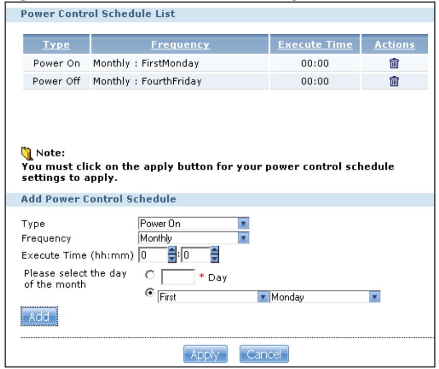 ZYXEL NSA221 - Editing the Power Control Schedule Screen - 1