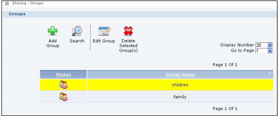 ZYXEL NSA221 - The Groups Screen - 1