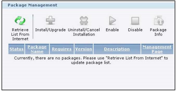 ZYXEL NSA221 - Package Management Screen - 1