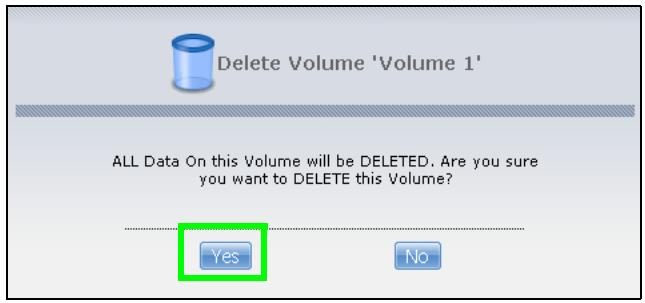 ZYXEL NSA221 - Deleting a Volume - 2