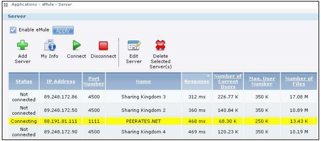 ZYXEL NSA221 - eMule Server Screen - 1