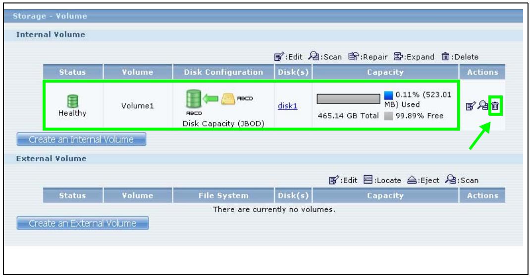 ZYXEL NSA221 - Deleting a Volume - 1