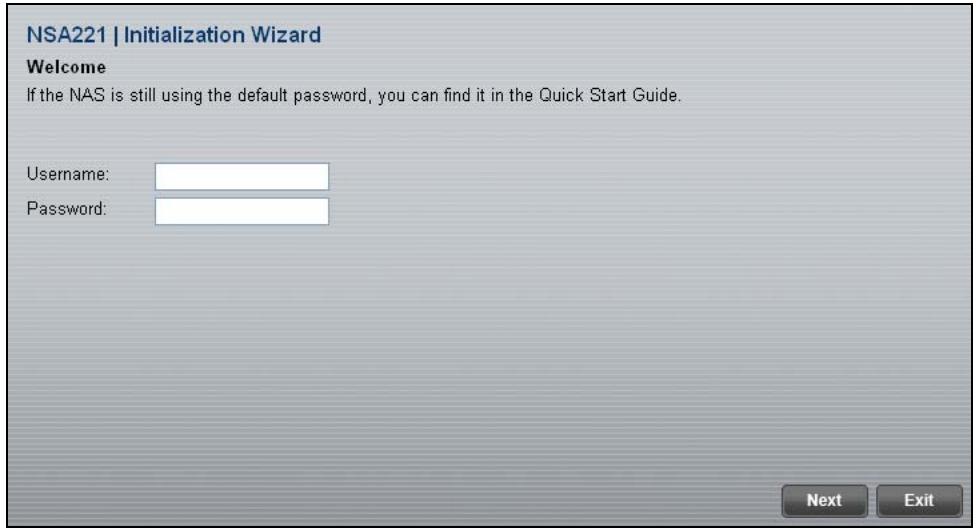 ZYXEL NSA221 - Initialization Wizard - 1