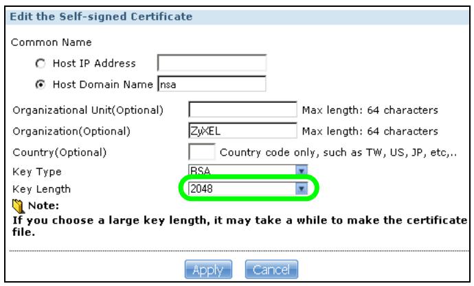 ZYXEL NSA221 - Customizing the NSA's Certificate - 2
