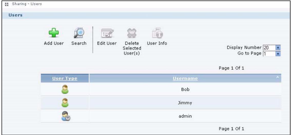 ZYXEL NSA221 - The Users Screen - 1