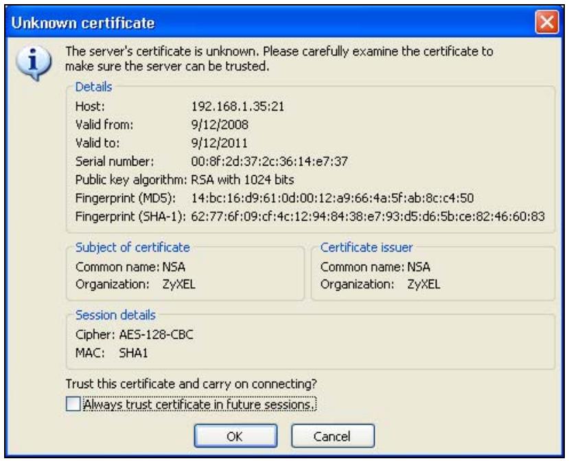ZYXEL NSA221 - Using FTPES to Connect to the NSA - 2