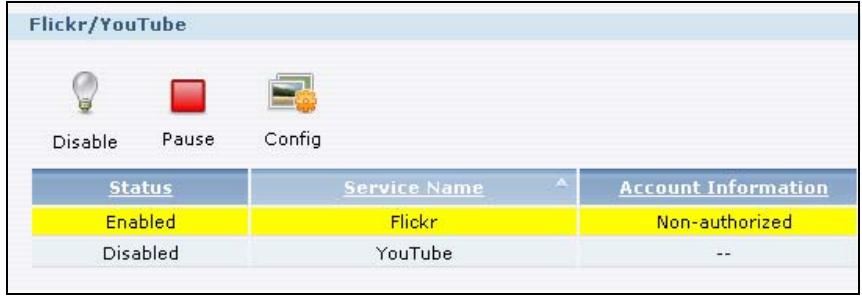 ZYXEL NSA221 - The Flickr/YouTube Screen - 1