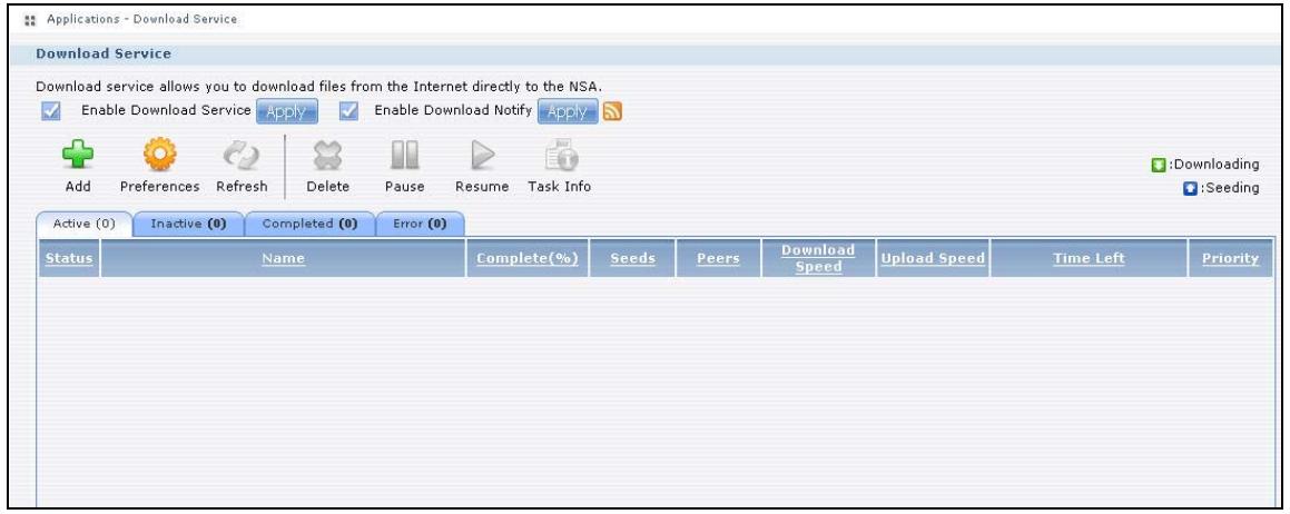 ZYXEL NSA221 - The Download Service Screen - 1