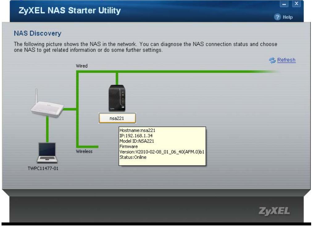 ZYXEL NSA221 - NAS Discovery Screen - 1