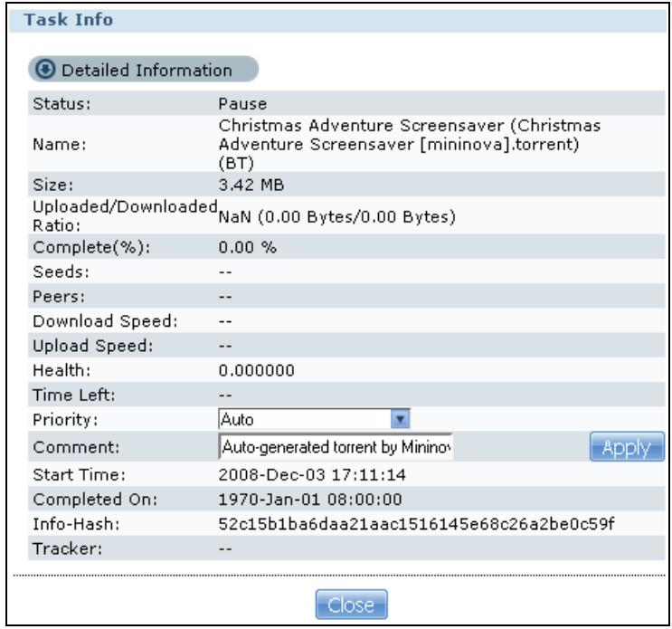 ZYXEL NSA221 - Displaying the Task Information - 1