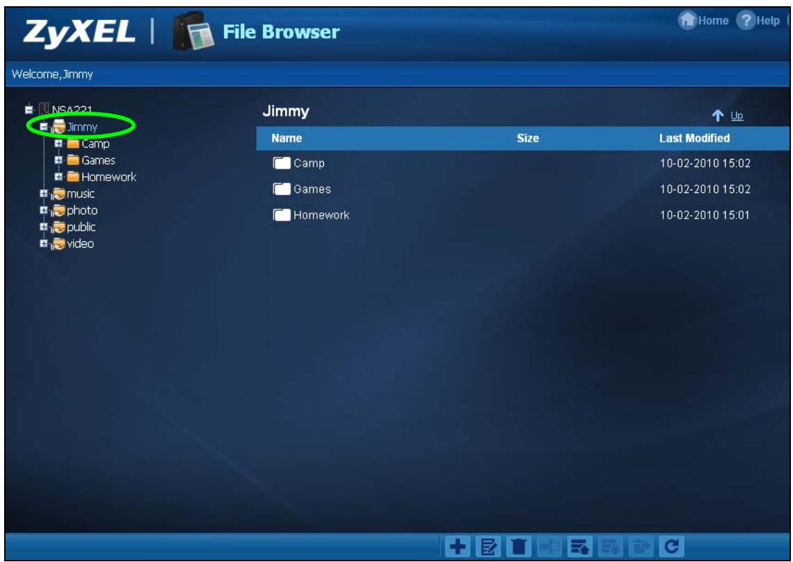 ZYXEL NSA221 - Accessing a Share Through the Web Configurator - 1