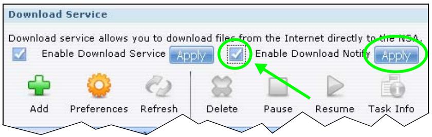 ZYXEL NSA221 - Using Download Service Notification - 1