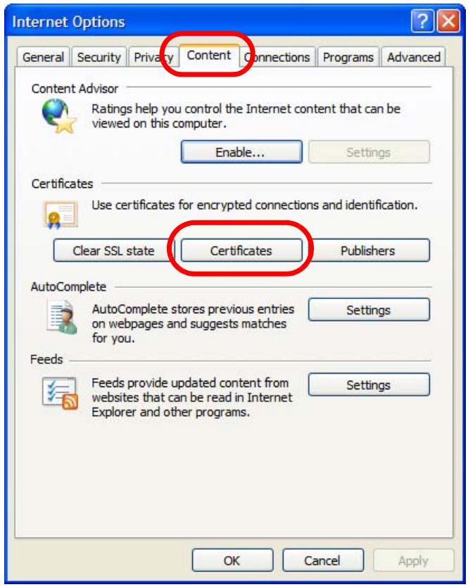 ZYXEL NSA221 - Removing a Certificate in Internet Explorer - 2