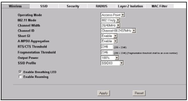 ZYXEL NWA-3160 - Ajustar la configuración inalámbrica - 1