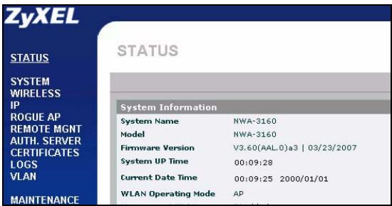 ZYXEL NWA-3160 - Log Into the Web Configurator - 8