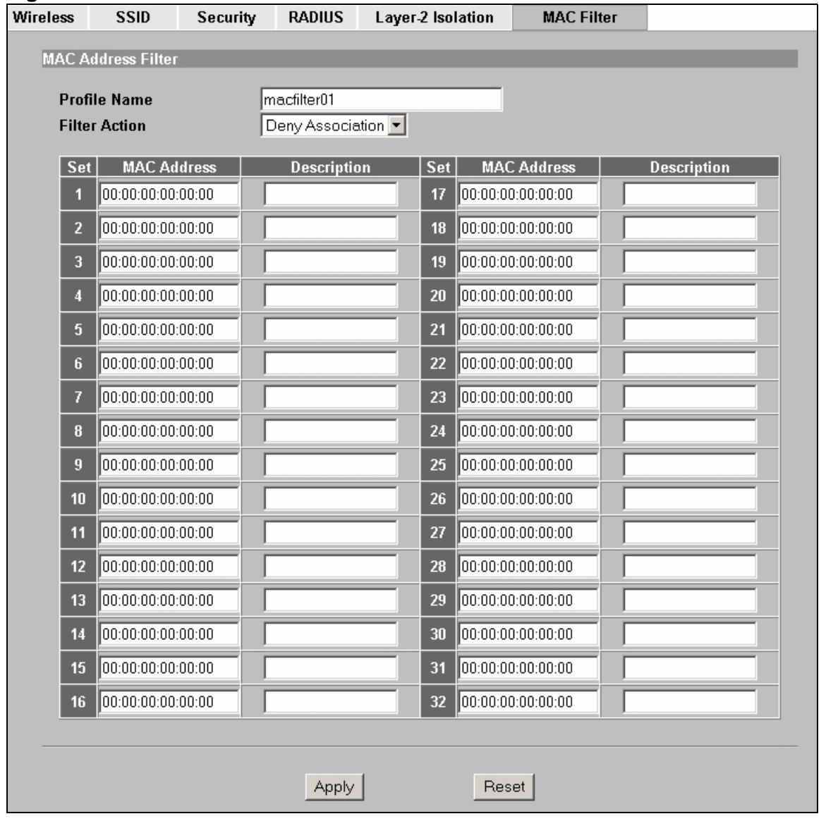 ZYXEL NWA-3166 - Configuring the MAC Filter - 1