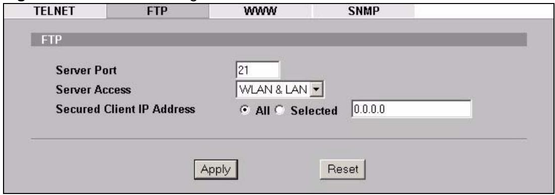 ZYXEL NWA-3166 - The FTP Screen - 1